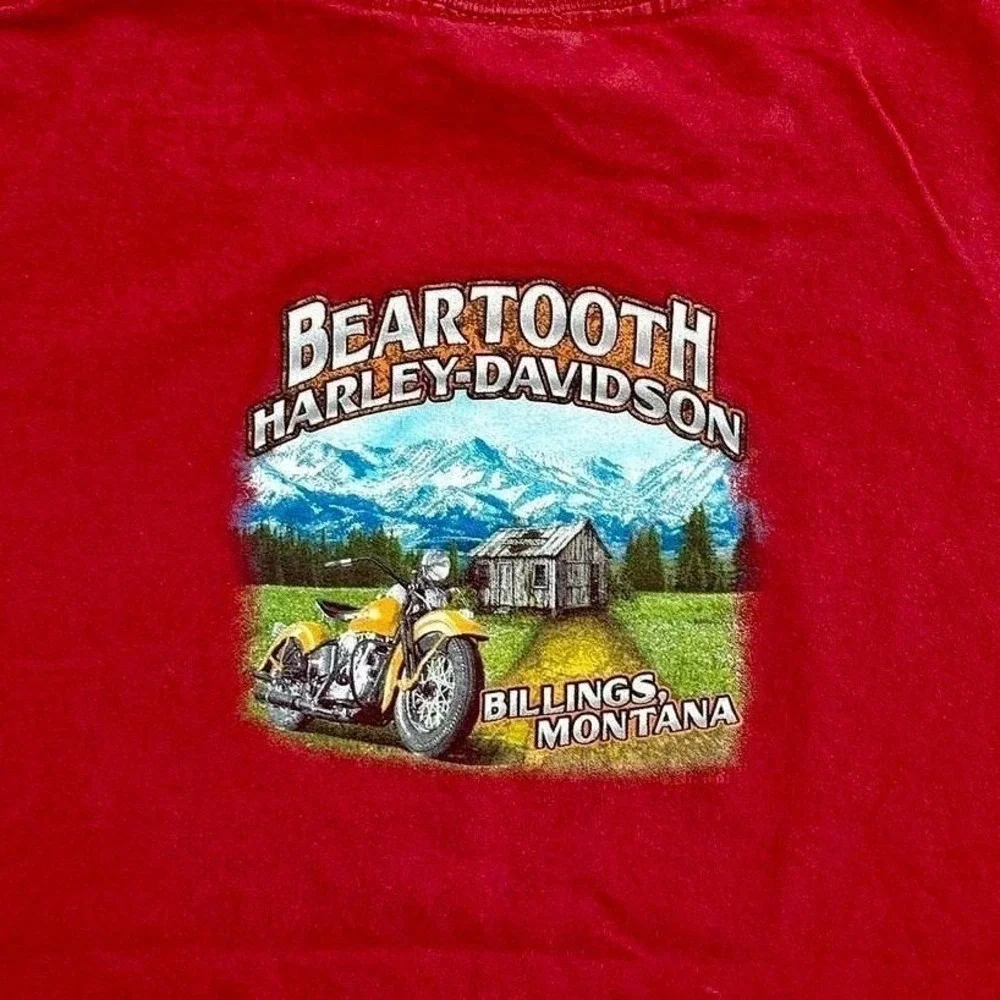 Harley-Davidson Youth Large Red Graphic T-Shirt Beartooth Billings Montana L